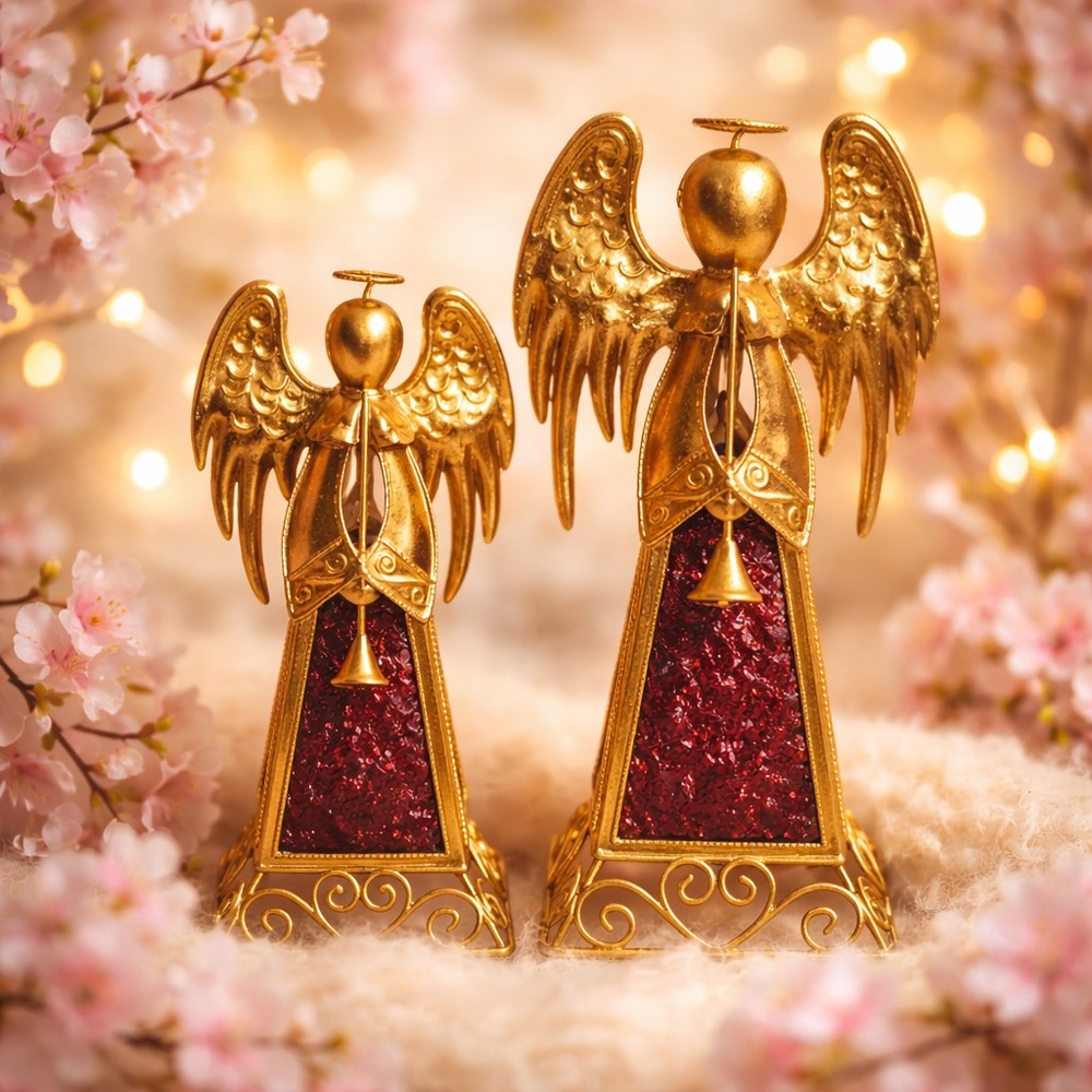 TWO Glass Angel Votive Candle Tea Light Holder